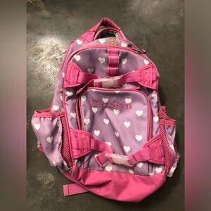 Pottery Barn backpack- small. Personalized with the name Carolyn.